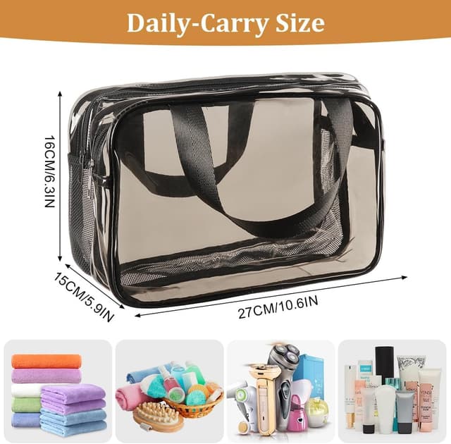 Detalle 2 de Aucuu Trousse de toilette de voyage PVC transparente à double compartiment (27 x 15 x 16 cm)