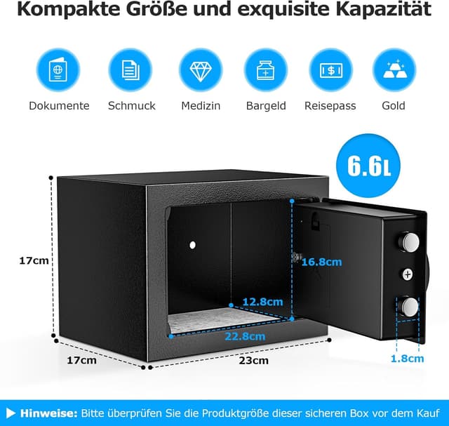 Detalle 2 de Bonsaii Tresor elektronisches Tastenfeld 6,6 L
