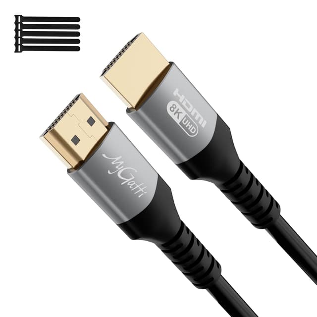 Detalle de Mygatti HDMI 2.1 8K Ultra High Speed Kabel, 0,5 Meter (zertifiziert) – 2er-Set für 4K@120Hz/8K@60Hz, eARC, HDR10+