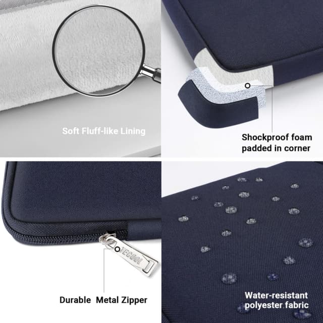 Detalle 2 de TECOOL 14 Inch Laptop Sleeve Protective Case (Dark Blue) for 14-inch laptops and some 15-inch models