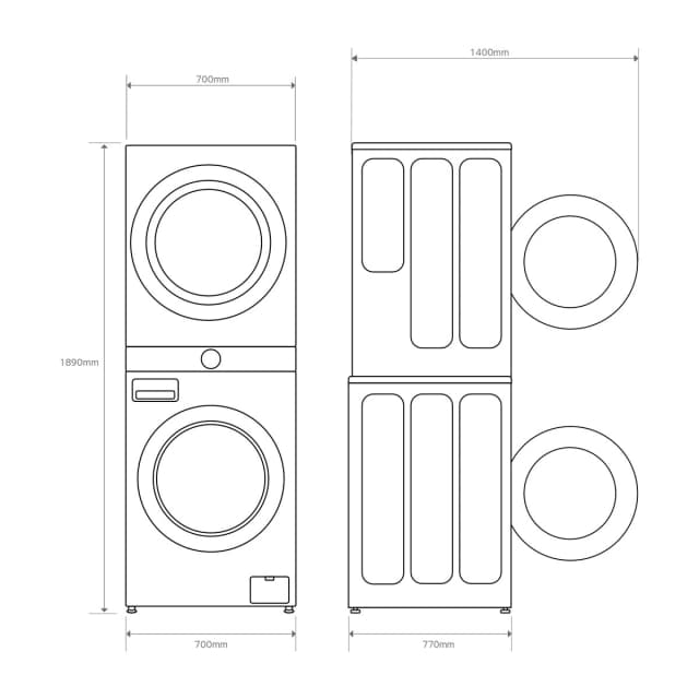 Detalle 2 de LG LGWT1716BLF torre lavado y secado 1.400 rpm