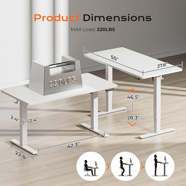 Thumbnail 1 de Huuger 55x28 Electric Standing Desk ⚙
