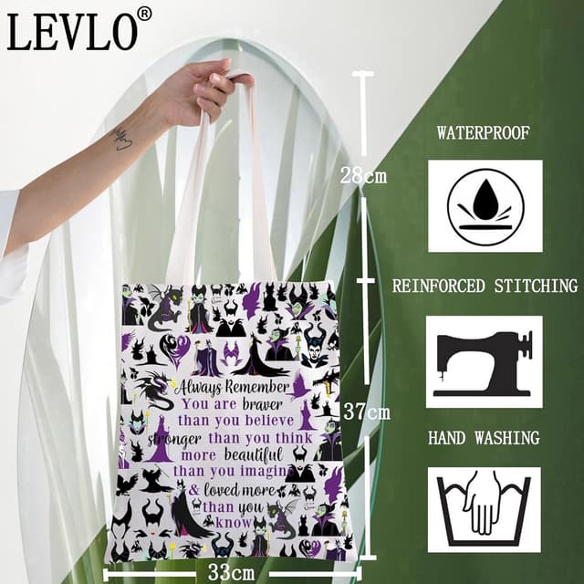 Detalle 2 de LEVLO Villains cosmetic make-up bag – zip pouch tote for movie fans (Always Villains Tote), L