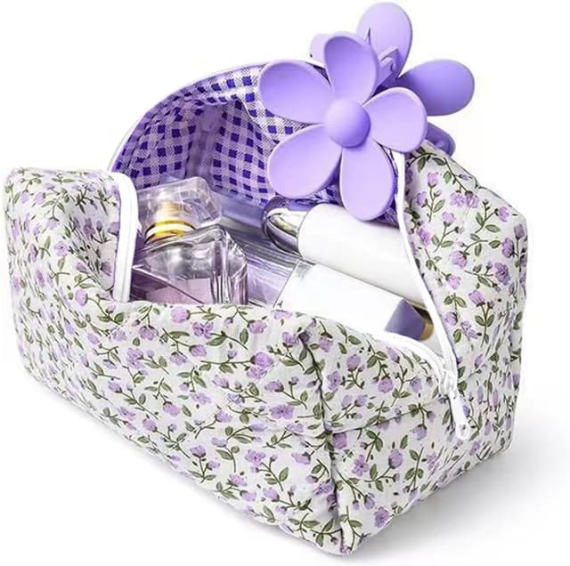 Detalle de Aucuu Borsa da toilette da viaggio trapuntata con motivo floreale