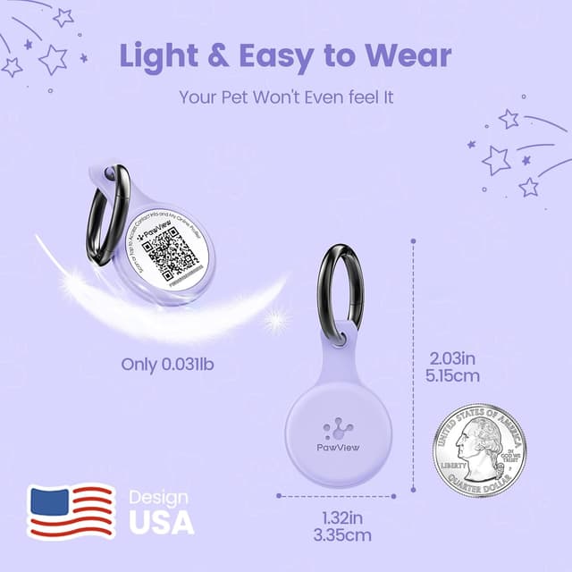 Detalle de PawView QR Code Pet ID Tag (UK) – Waterproof Silicone Dog Identity Tag with QR/NFC Instant Alerts (Purple)