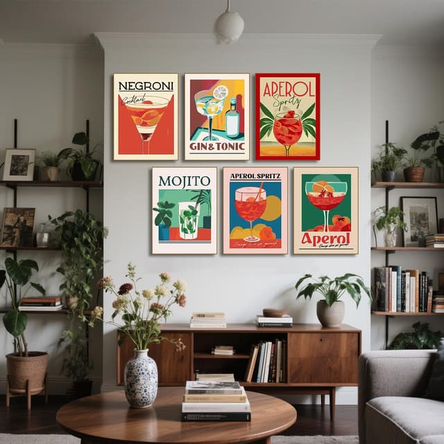 Detalle de GOUGOUFAFA 6-Pack Paint by Numbers for Adults (12x16 inch) Cocktail Canvas Acrylic Kit