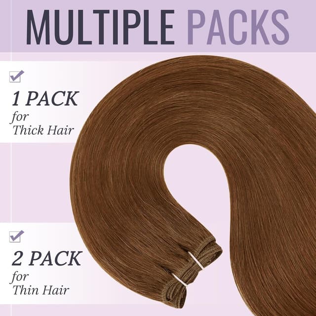 Detalle de Fshine Tissage Cheveux Naturel Auburn Cuivré Rousse 100G (50 cm) en Remy Human Hair