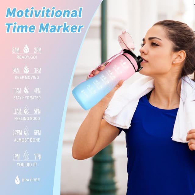 Thumbnail 6 de Binudum Motivations-Trinkflasche mit Zeitmarkierung (Tritan, 750 ml) – auslaufsicher für Sport & Alltag