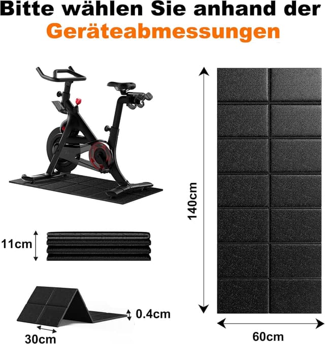 Detalle de Laufbandmatte / Bodenschutzmatte 140×60 cm faltbar aus hochdichtem PVC – Unterlage für Fitnessgeräte