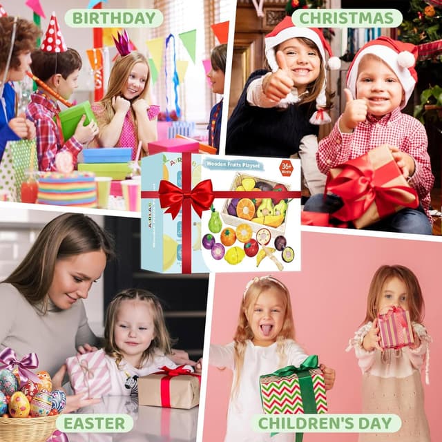 Thumbnail 6 de Wooden Play Food Cutting Set for Kids ๐