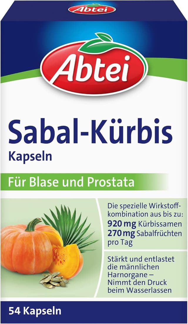 Detalle de Abtei Sabal-Kürbis-Kapseln – Kräuter-Kombination für Blasen- und Prostata-Bereich (1 x 54 Weichkapseln)