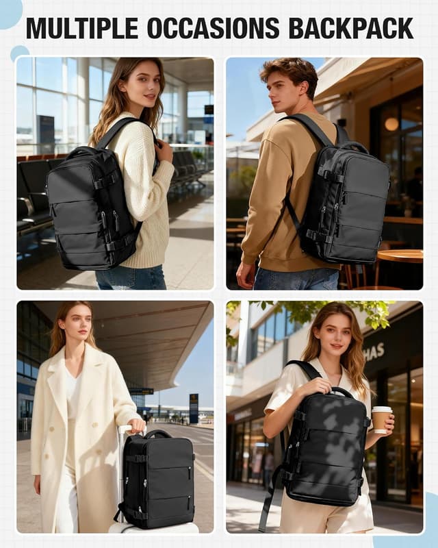 Detalle de Handgepäck-Rucksack Ryanair/Easyjet mit 180°-Öffnung – 40 × 20 × 25 cm (fürs Unter-dem-Sitz)