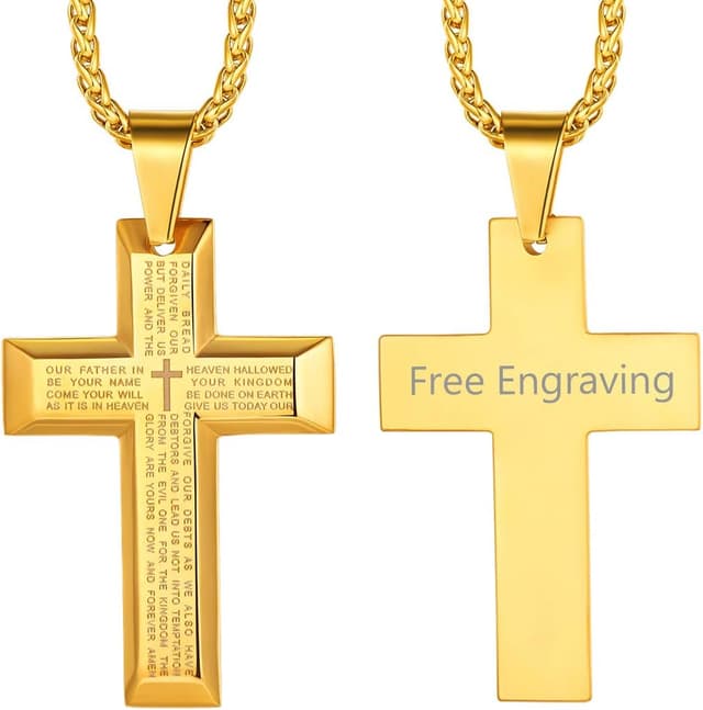 Thumbnail 6 de Richsteel Kreuzkette Halskette Herren (Edelstahl, Silber/Gold/Schwarz) verstellbar 55+5 cm, personalisierbar