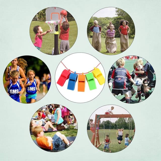 Detalle de WSYUB 72-Pack Plastic Whistles with Lanyard (5 Colors) for Sports, Parties, and Emergency Use