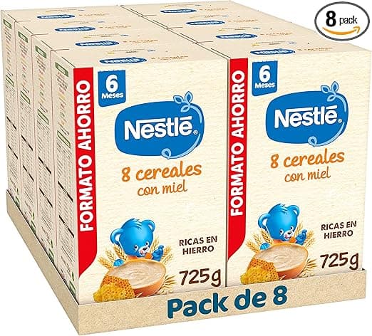 Detalle de Nestlé Papilla 8 Cereales con Miel, Pack 8x725g 🍯