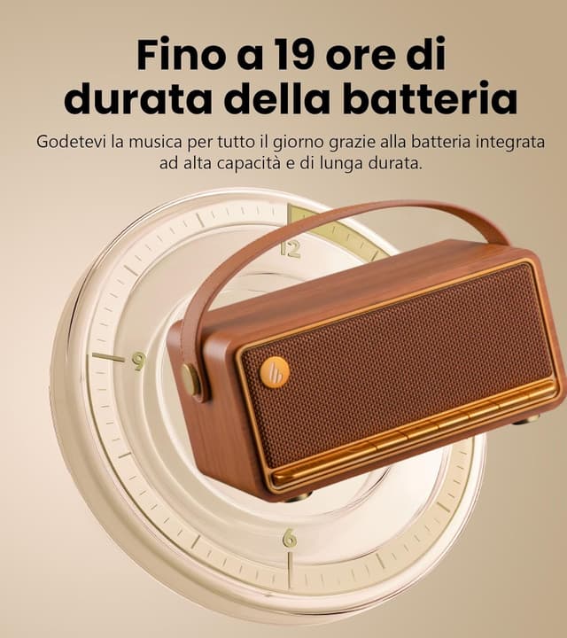 Detalle de Edifier MP330 altoparlante Bluetooth portatile 40W RMS, audio ad alta risoluzione e multipoint (marrone)