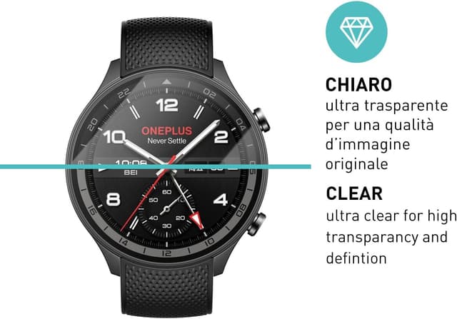 Detalle 2 de smartect Vetro Temperato (3 pezzi, Clear) per OnePlus Watch 2R: protezione anti-graffio 9H senza bolle