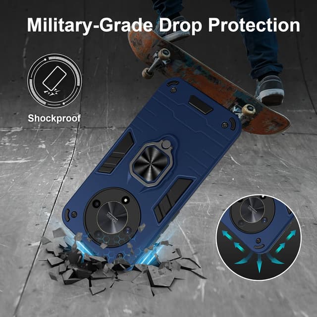 Detalle de Btstring Shockproof Tough Armour Case for Honor Magic 6 Lite / Honor X9b – Heavy Duty Phone Case with Stand, Blue