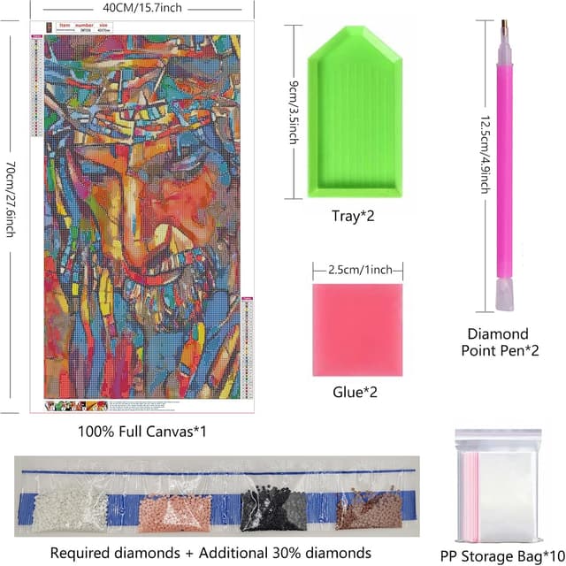 Thumbnail 2 de ZHUMUTO Diamond Painting Groß XXL 40x70 cm Jesus bunt