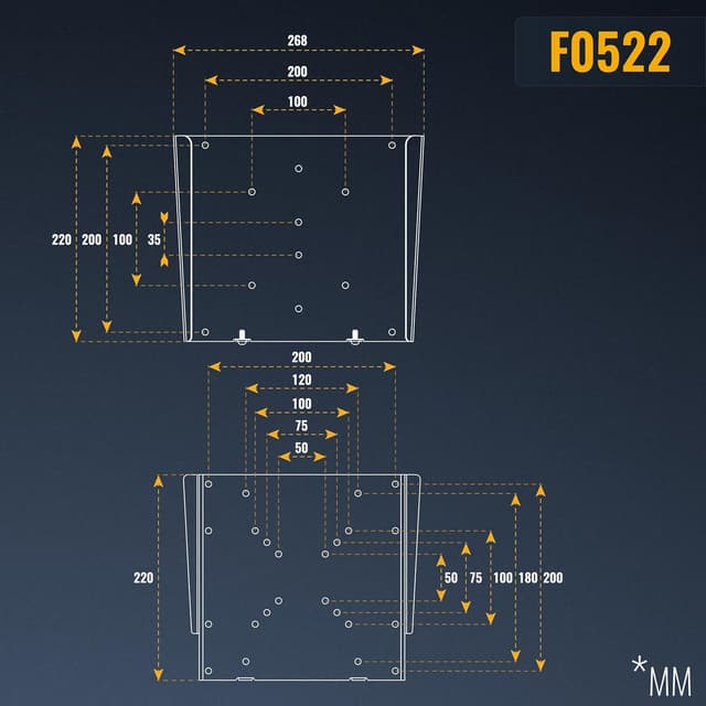 Detalle de RICOO Support mural écran PC F0522 Fixe Ultra-Slim pour écrans 15 à 32" (38 à 81 cm) VESA 50x50 à 200x200, 14 mm