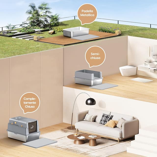 Detalle 2 de PalNests lettiera per gatti XXL in acciaio inox 105°