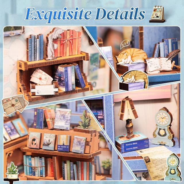 Detalle 1 de CUTEBEE DIY Book Nook Miniaturhaus 186 Teile