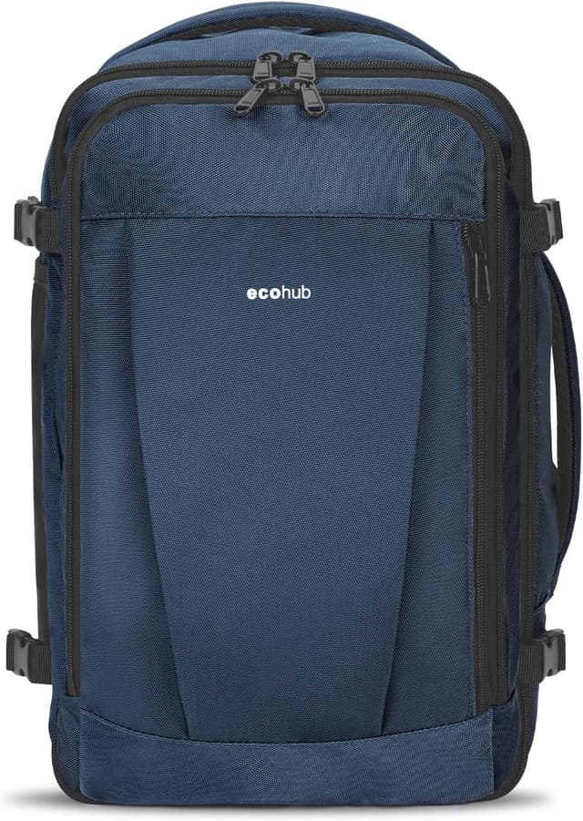 Detalle de ECOHUB Easyjet Cabin Bag 45x36x20 Underseat Backpack 30L (Waterproof, Recycled) – Blue