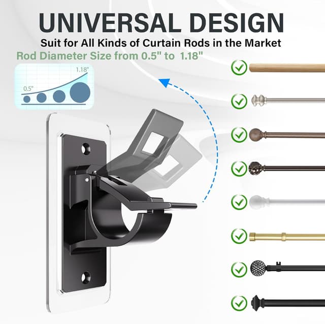 Detalle de Anteabee adhesive curtain rod holder set