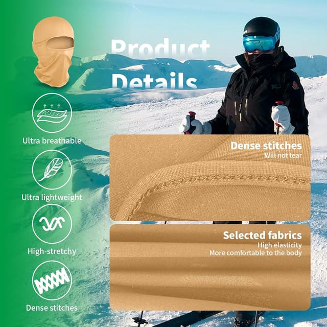 Detalle 2 de LONGKING Sturmhaube / Skimaske (Balaclava) mit UV- und Windschutz für Damen & Herren