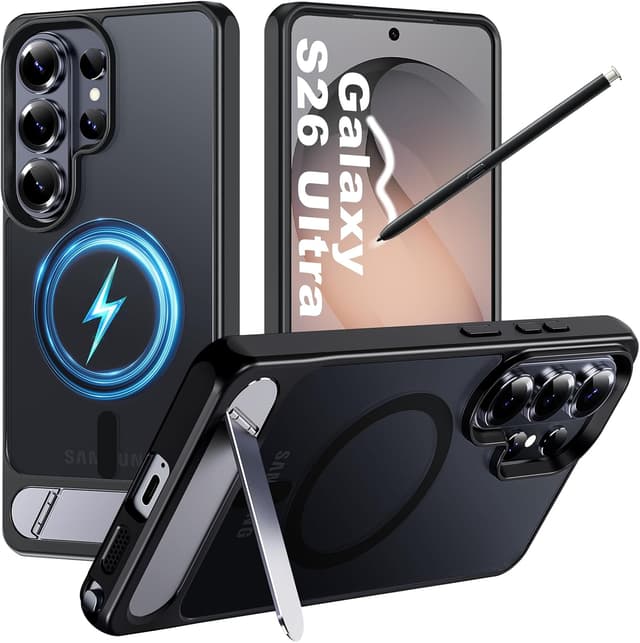 Detalle de Hualele Magnetic for Samsung Galaxy S26 Ultra Case with Built-in Metal Kickstand (MagSafe) — Shockproof Slim Cover