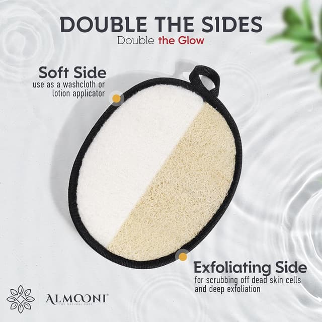 Detalle de Sturdy Natural Loofah for Men (Natural Egyptian Shower Luffa Sponge) – 2 Count, Black