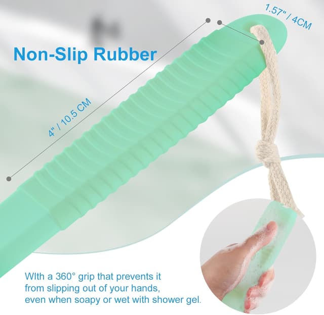 Detalle de VANZAVANZU 17-inch Anti-Slip Back Scrubber for Shower & Bath (Celadon Green)