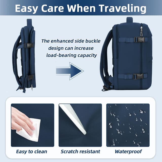 Detalle de Cmezevi Reiserucksack 20L (40x20x25 cm) – Flugzeug-Handgepäck kompatibel für Ryanair & easyJet, für 14-Zoll Laptop, Blau