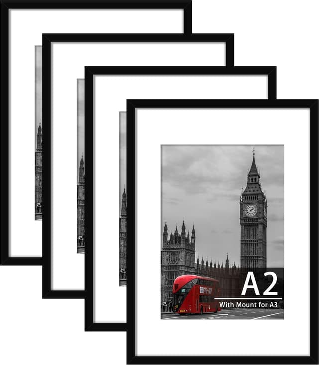 Imagen de Tinkeps 4 Pack A2 Black Picture Frames with Mount for A3 Prints en OfertitasTOP