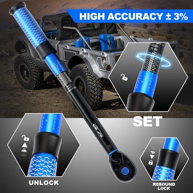 Detalle de INGJER clé dynamométrique à cliquet 1/2 avec clic et retour tactile (double échelle Nm/Ft-Lb)