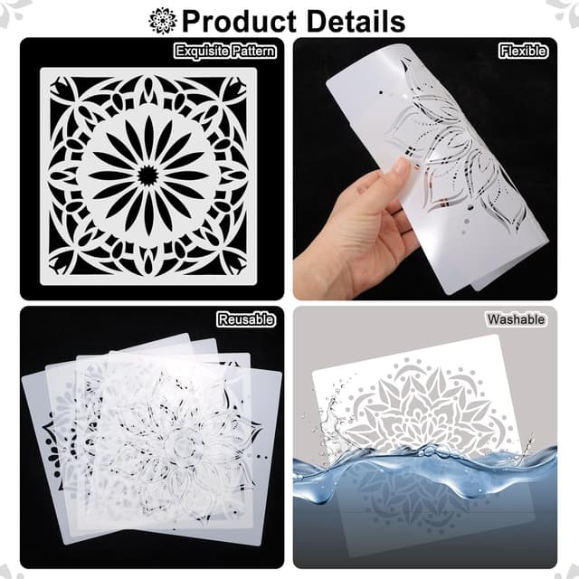 Thumbnail 5 de MWOOT Mandala Stencils 4 Pack 20x20cm