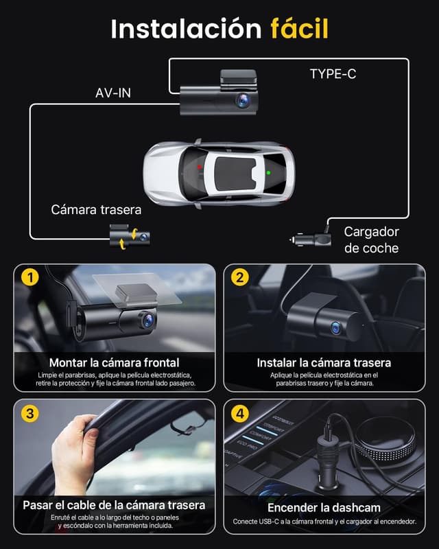 Thumbnail 6 de GKU D600 Dashcam 4K frontal y 1080P trasera