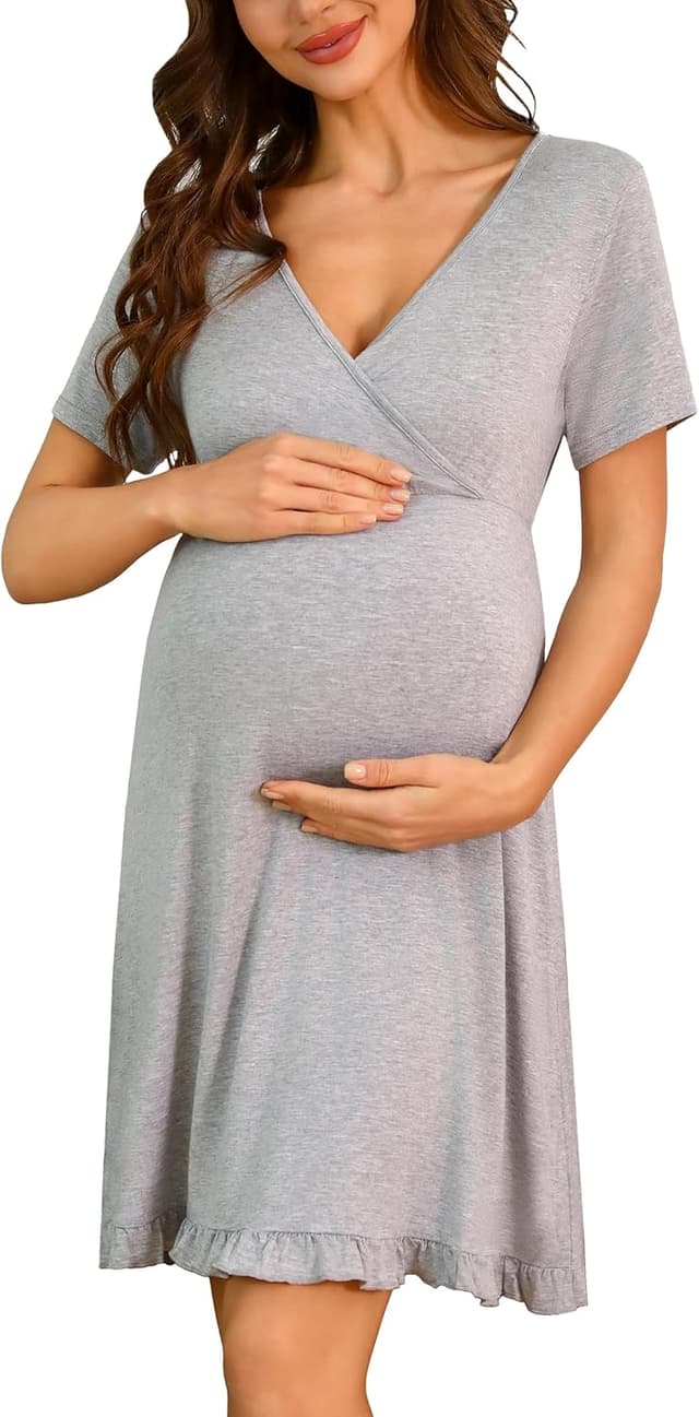 Thumbnail 6 de Bresdk chemise de nuit femme allaitement maternité manches longues col rond à boutons