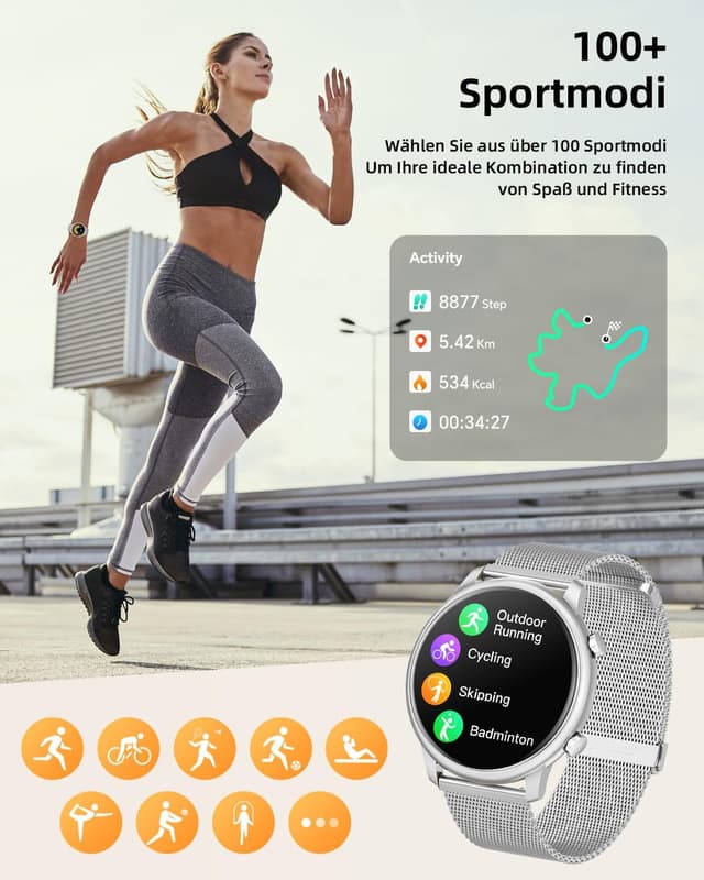 Detalle 2 de Hwagol Smartwatch Damen 1,39 Zoll