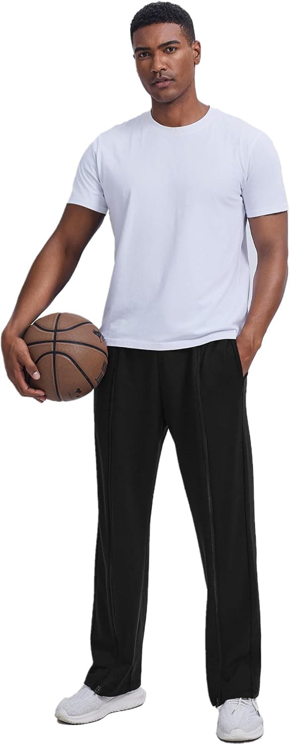 Detalle de PINSPARK Reha Hose für Herren – Lang-Sporthose mit durchgehendem Reißverschluss und Baumwolle