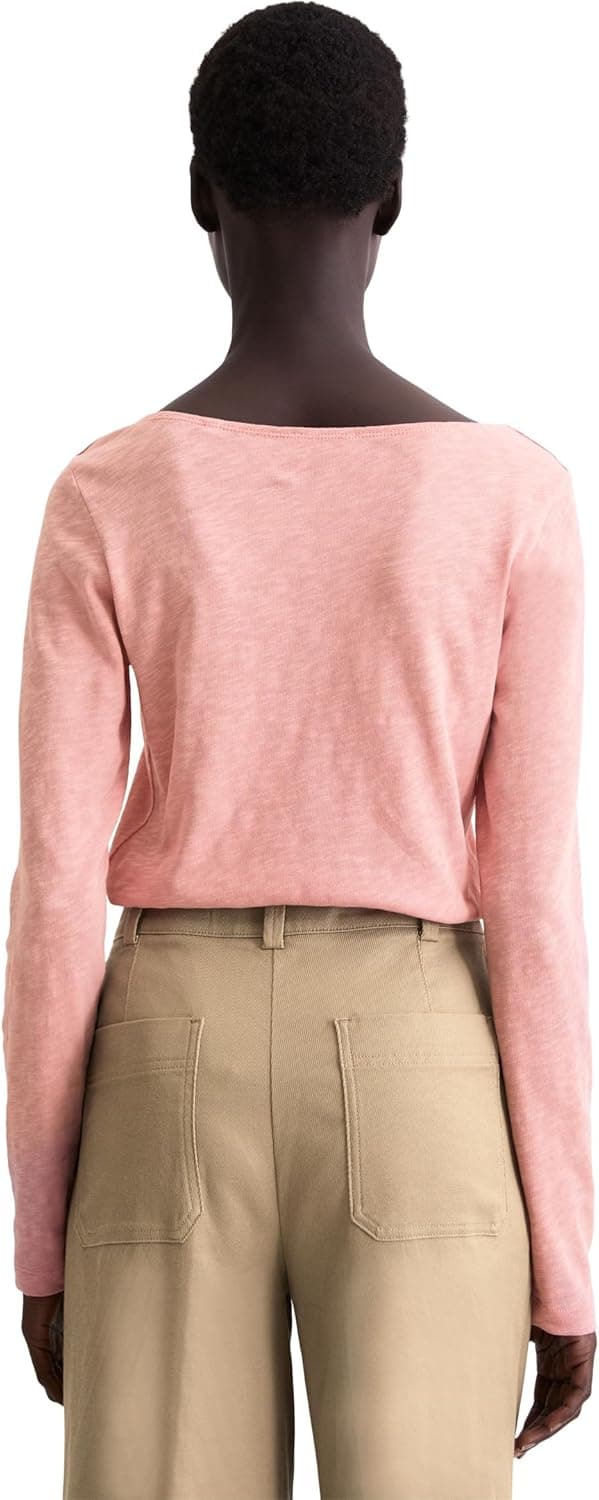 Detalle de Marc O'Polo Damen Langarmshirt aus Bio-Baumwolle mit U-Boot-Ausschnitt