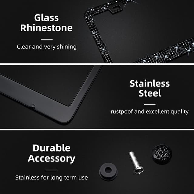 Thumbnail 5 de Bling Rhinestone License Plate Frame 1200+ Crystals