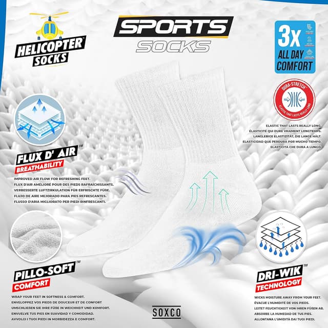 Detalle de SOXCO 10 Pairs Sports Socks for Men Crew Socks (Pack of 10)