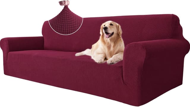 Detalle de Ystyle housse de canapé 4 places bordeaux