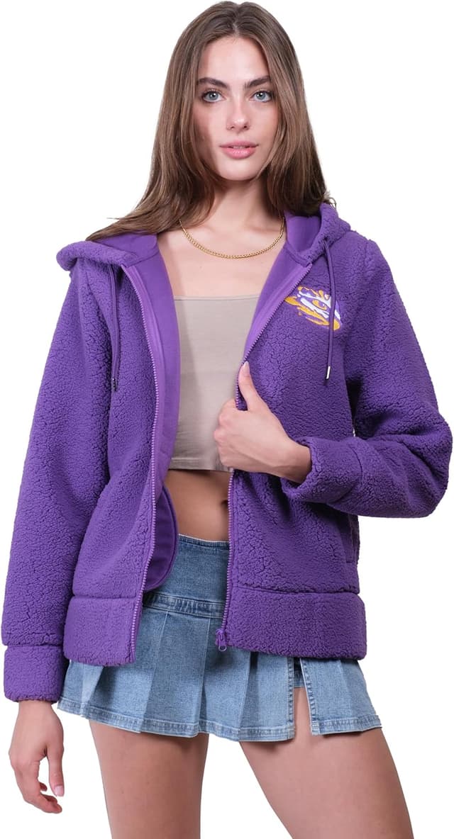 Detalle de Ultra Game Women’s NCAA Official Super Soft Sherpa Full Zip Hoodie Sweatshirt