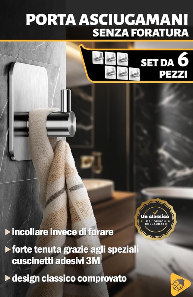 Thumbnail 1 de Menz Ganci adesivi bagno 6 pezzi