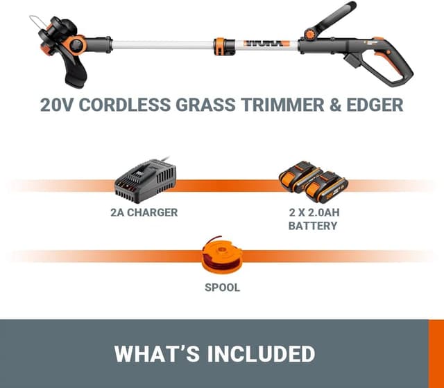 Thumbnail 6 de WORX 20V Cordless Grass Trimmer WG163E.3 (2-in-1 Strimmer/Edger) with Fast Charger & 2 x 2.0Ah Batteries