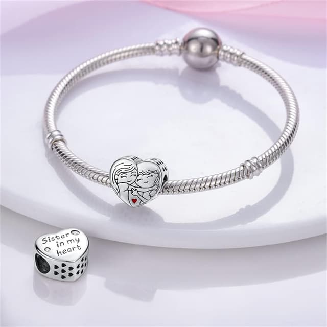 Detalle de Pandach Damen Charm Anhänger aus 925 Sterling Silber mit Zirkonia – kompatibel mit europäischen Charm-Armbändern und Ketten