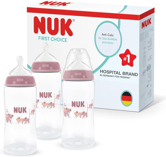Detalle de NUK First Choice 300 ml anti‑colic baby bottles 3 pack