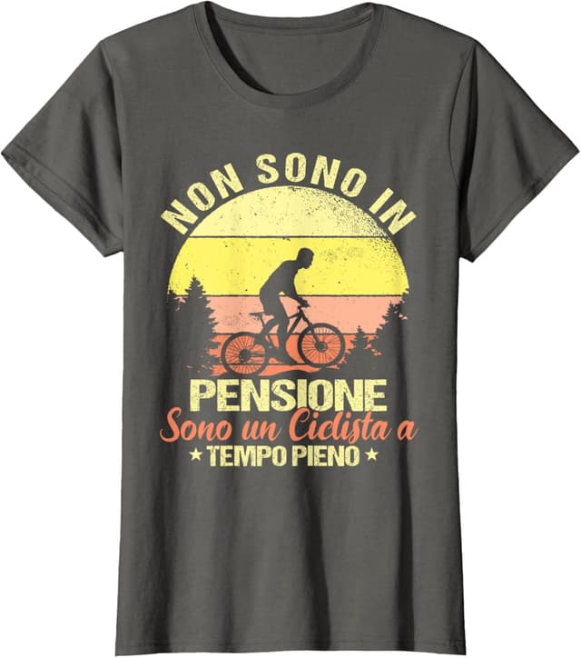 Detalle de T-shirt “Non sono in pensione sono un ciclista a tempo pieno” uomo